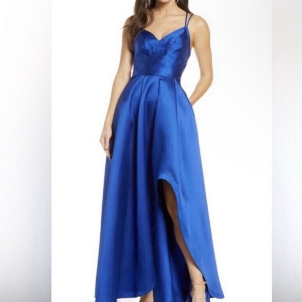 Blue Formal Dress With Exposed Leg Gorgeous For Prom Or Special Occasions